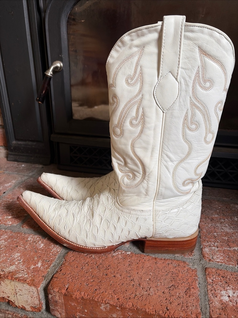 LIS ALTOS White Exotic Ant Eater Print Cowboy Boots Western EUC! Mens SZ 10 - Picture 7 of 11